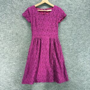 Divine ModesTee Dress Women M Medium Purple Floral Crochet Sheath Midi Zipper